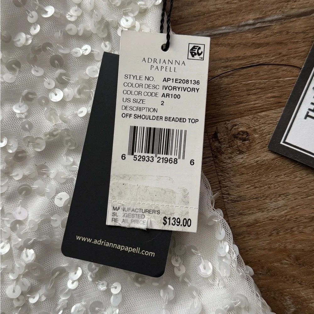 ADRIANNA PAPELL Womens Sequined Sleeveless Off Shoulder Party Top - Picture 7 of 10